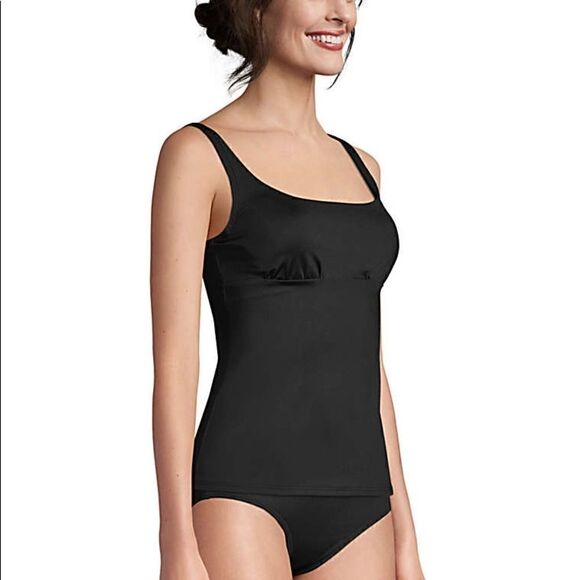 Land’s End Plus size tankini top swim square neck underwire black Various - Picture 5 of 12